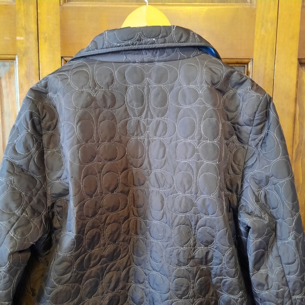 Coach Quilted Signature C Barn Jacket Chocolate Brown Embroidered Logo Size XL - Picture 12 of 16